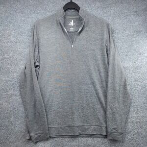 Johnnie-O Mens Large Gray Striped Quarter Zip Pullover Performance Golf Shirt